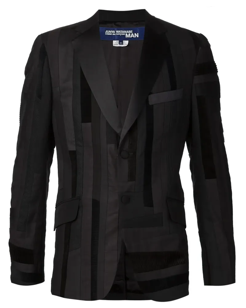 Junya Watanabe Sakko mit gestreiftem Patchwork-Design - Schwarz Schwarz