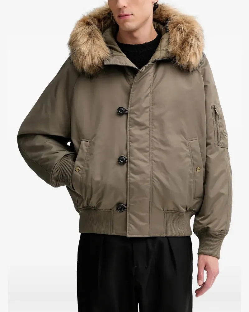 HUGO BOSS fur-hooded jacket - Braun Braun