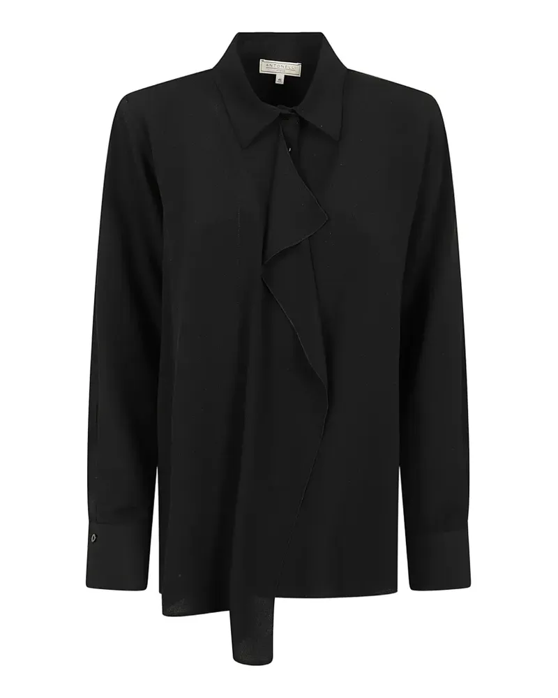 Antonelli Firenze Adria ruffled long-sleeve shirt - Schwarz Schwarz