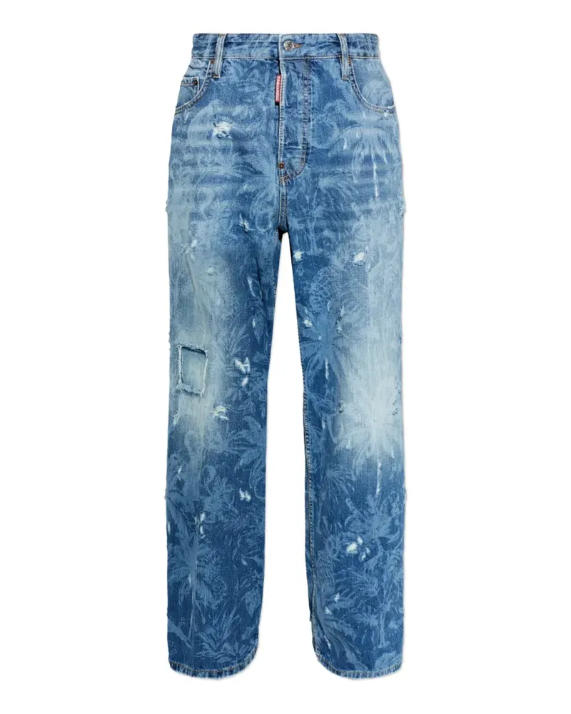 Dsquared2 Jeans im Distressed-Look mit Palmen-Print - Blau Blau