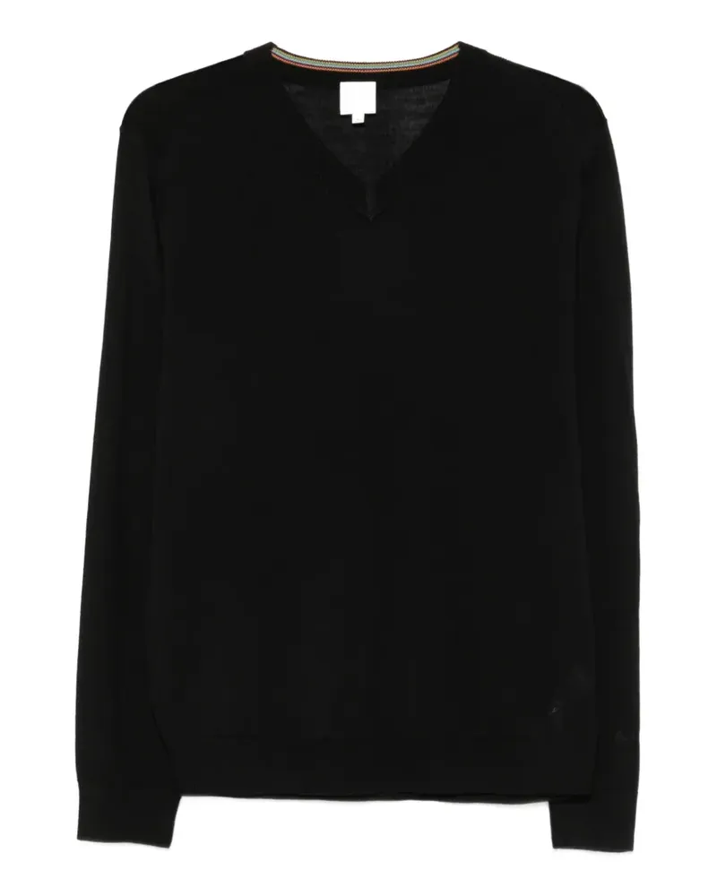 Paul Smith Merinopullover mit V-Ausschnitt - Schwarz Schwarz