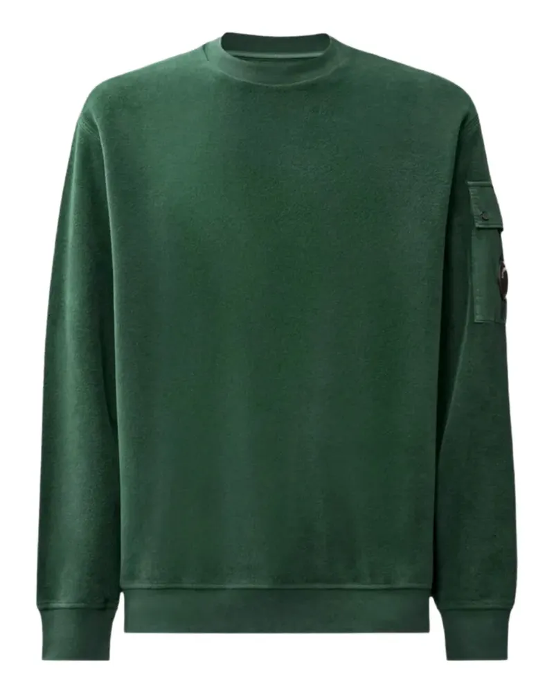 C.P. Company Sweatshirt aus gebürstetem Fleece mit diagonalen Gläsern - Grün Grün