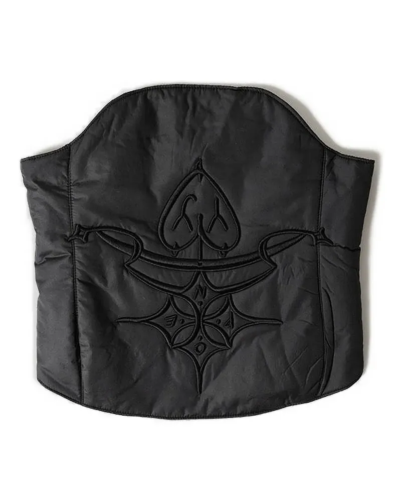 OPEN YY quilted embroidered top - Schwarz Schwarz