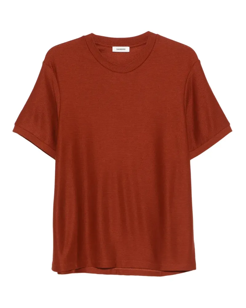 Sandro Geripptes T-Shirt - Braun Braun