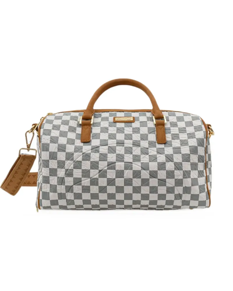 Sprayground check-pattern logo-embossed holdall - Weiß Weiß
