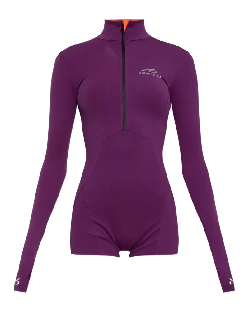 Balenciaga Playsuit mit Logo-Print - Violett Violett