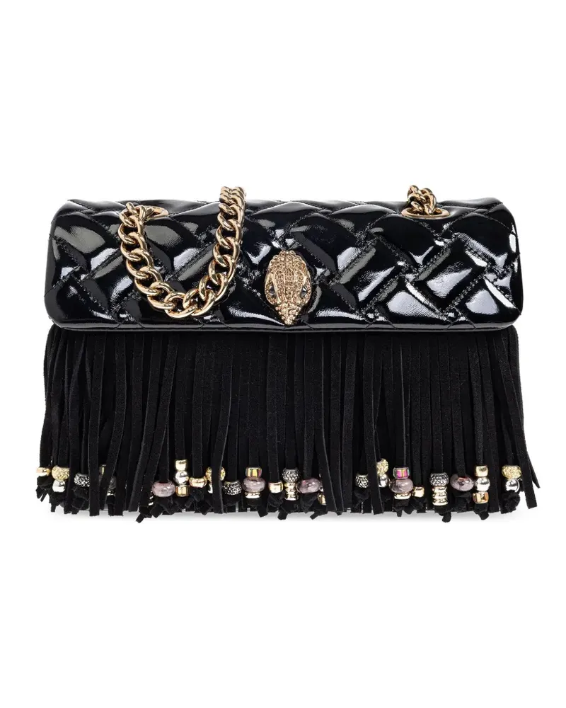 Kurt Geiger Kleine Kensington Schultertasche mit Fransen - Schwarz Schwarz