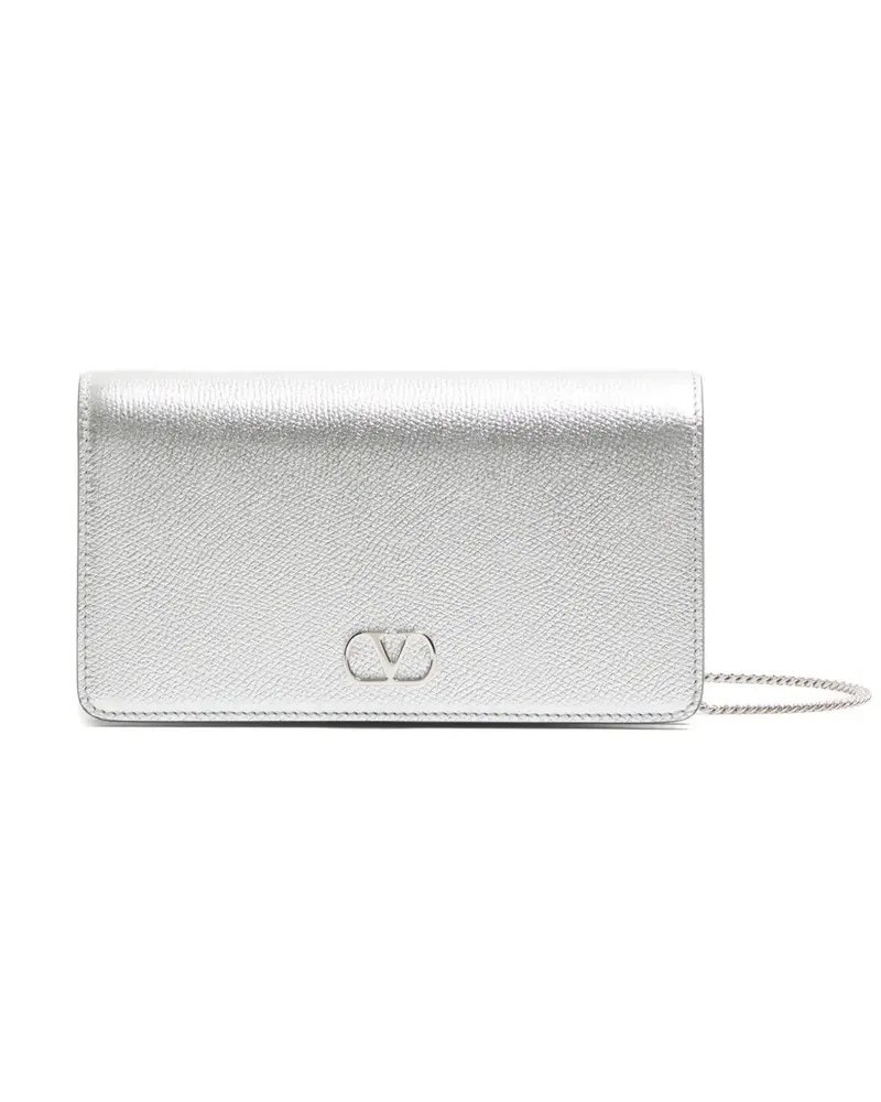 Valentino Garavani mini VLogo grained shoulder bag - Silber Silber