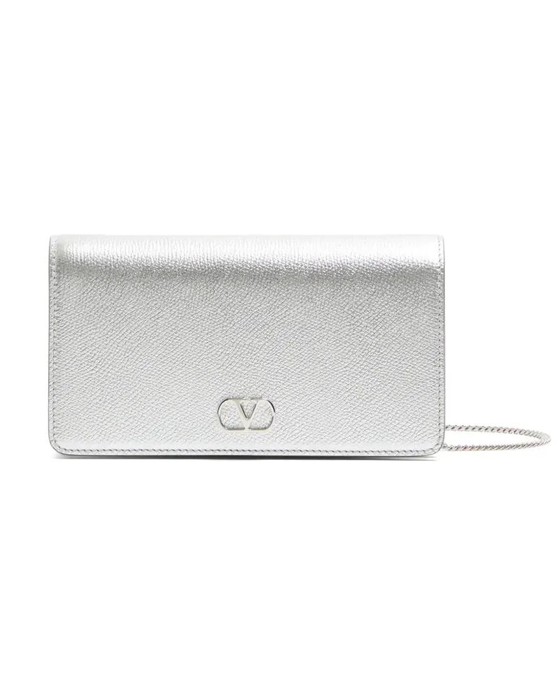 Valentino Garavani Mini Schultertasche mit VLogo - Silber Silber