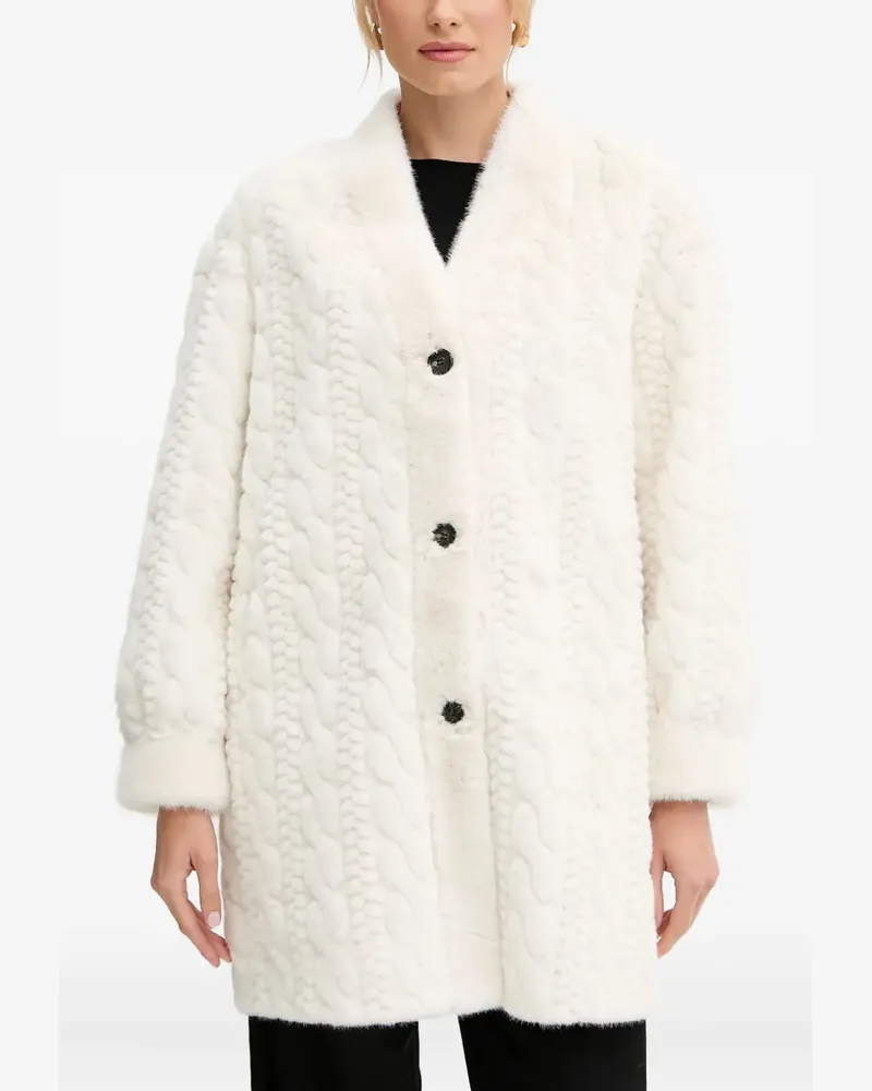Ermanno Scervino cable-knit buttoned coat - Weiß Weiß