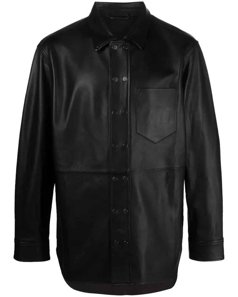 Neil Barrett Lederjacke mit klassischem Kragen - Schwarz Schwarz