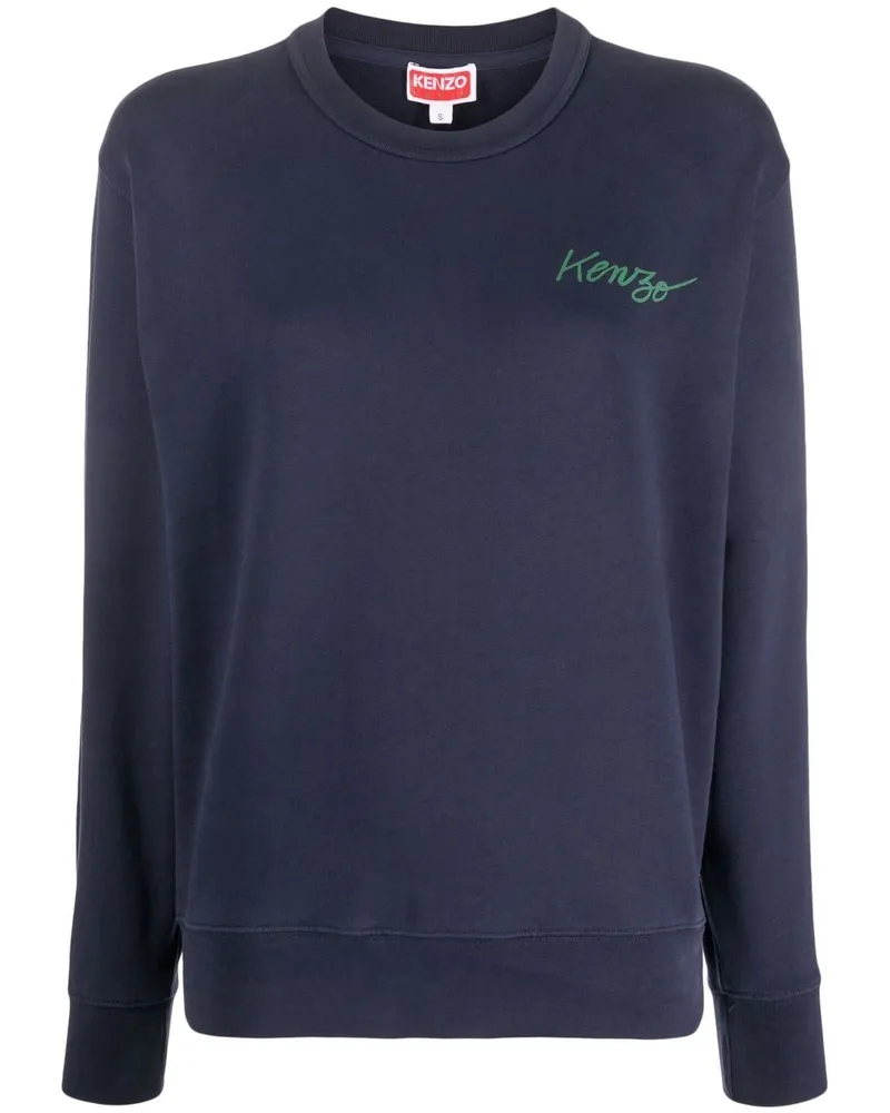 Kenzo Sweatshirt mit Mohn-Print Blau