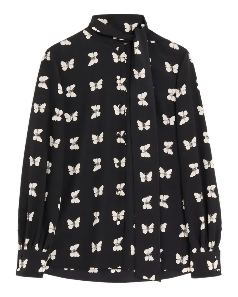 Valentino Garavani Hemd aus Crêpe de Chine mit Butterflow-Print - Schwarz Schwarz