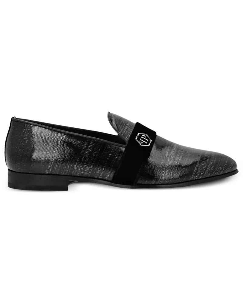 Philipp Plein Loafer mit Logo-Schild Schwarz