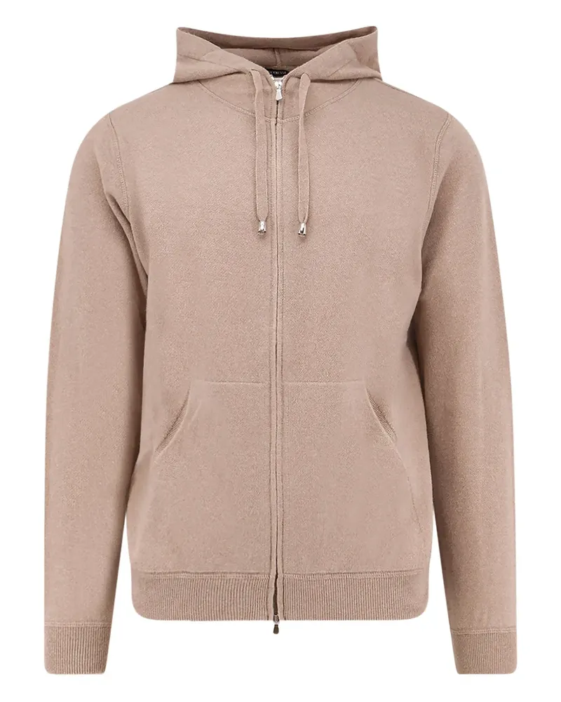 Filippo de Laurentiis zip-up drawstring hoodie - Nude Nude