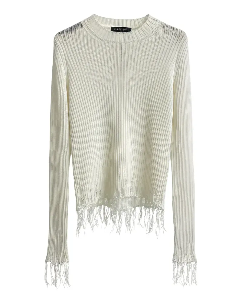 Uma Wang ribbed-knit fringed top - Weiß Weiß