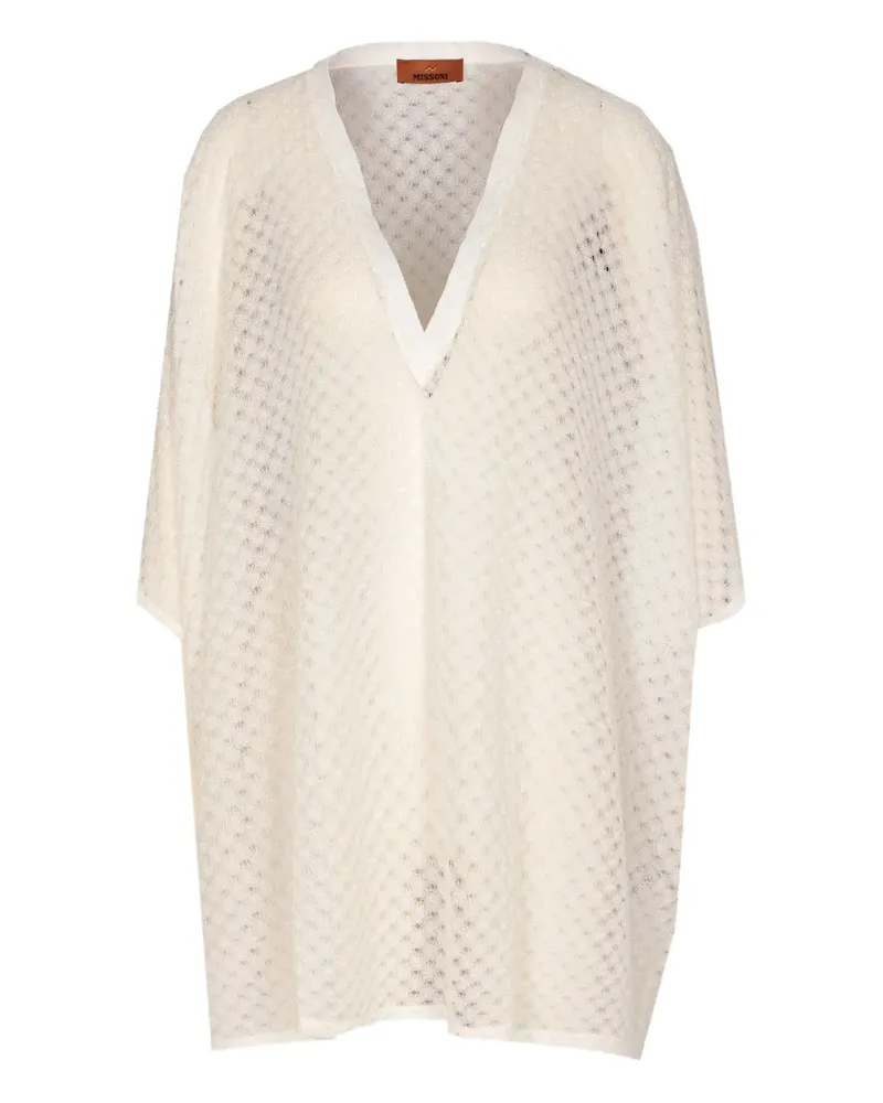 Missoni Raschel-knit V-neck short-sleeve kaftan - Weiß Weiß