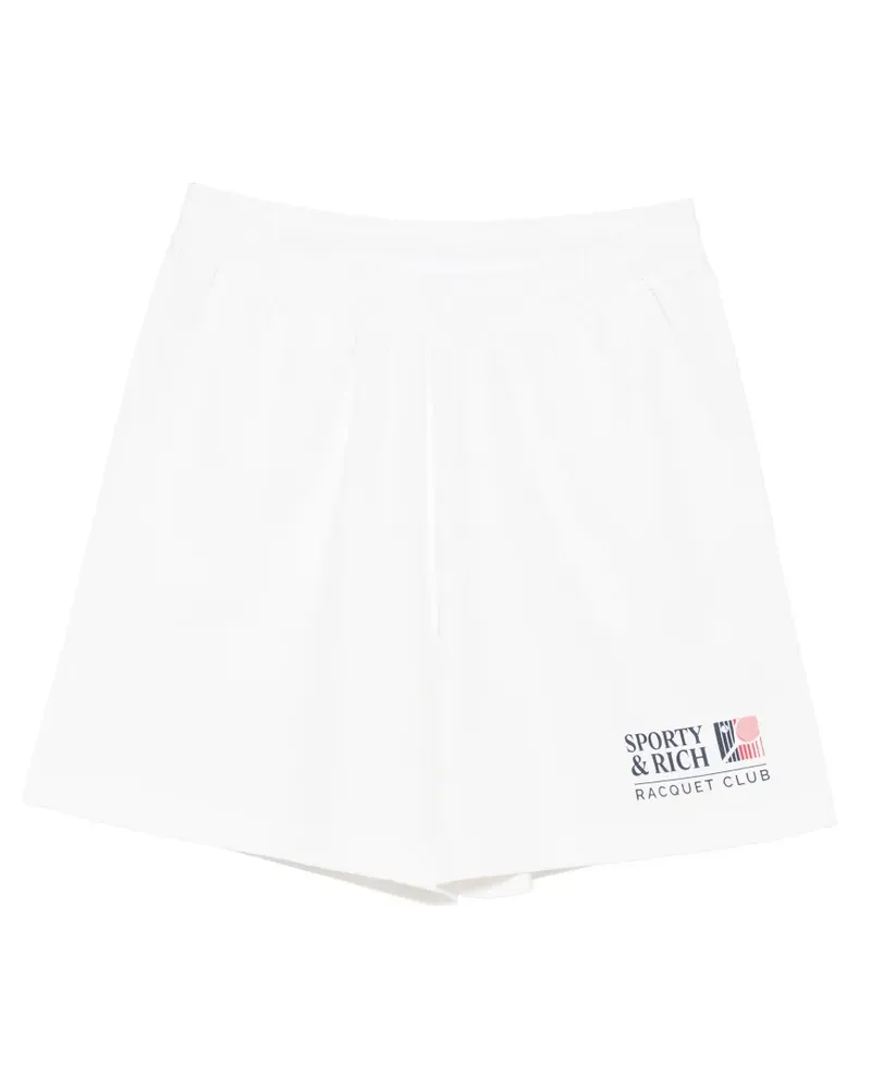 SPORTY & RICH Lena logo-print elasticated shorts - Weiß Weiß