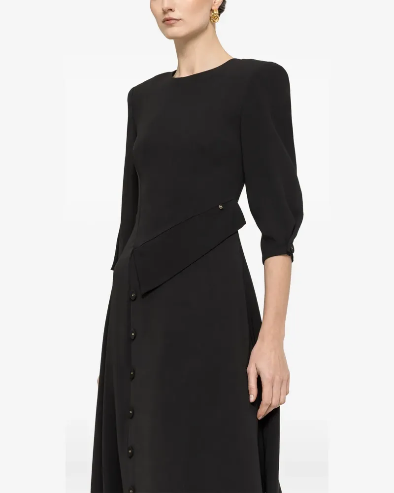 NISSA button-detail midi dress - Schwarz Schwarz