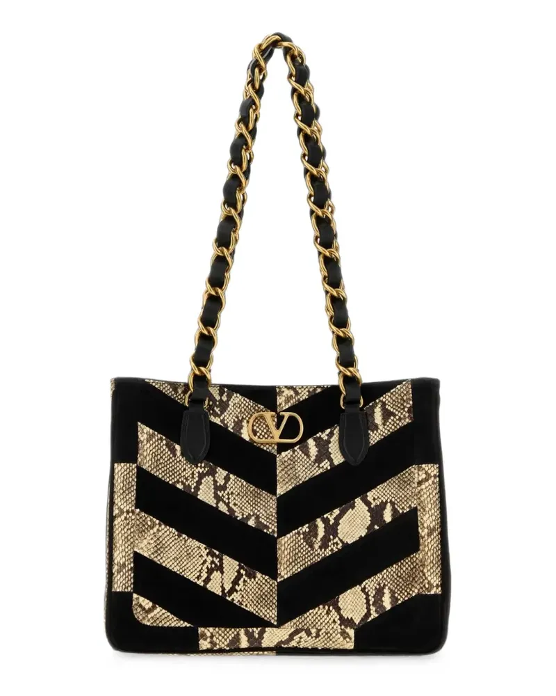 Valentino Garavani chevron-pattern tote bag - Schwarz Schwarz