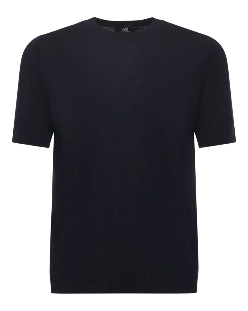 Alpha Studio Gestricktes T-Shirt - Schwarz Schwarz