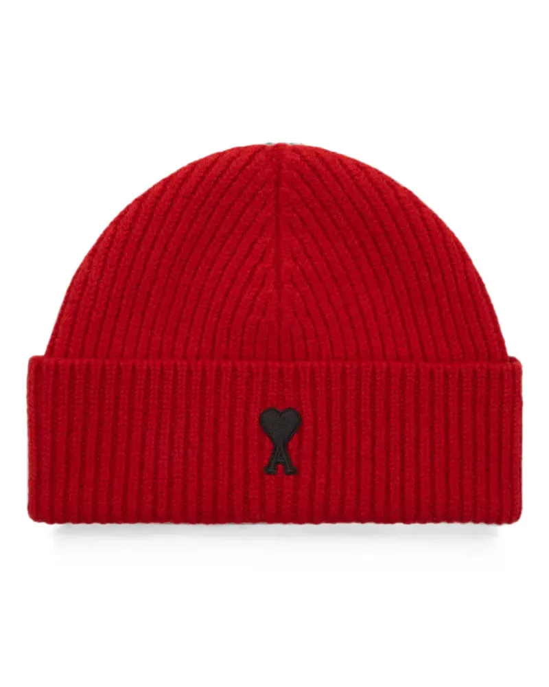 AMI Paris Ami de Coeur Beanie aus Wolle - Rot Rot