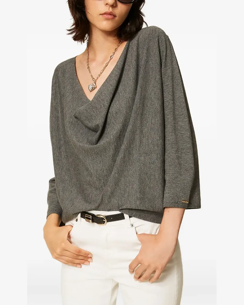 Twin-Set Maxi-Pullover mit doppeltem Einsatz - Grau Grau