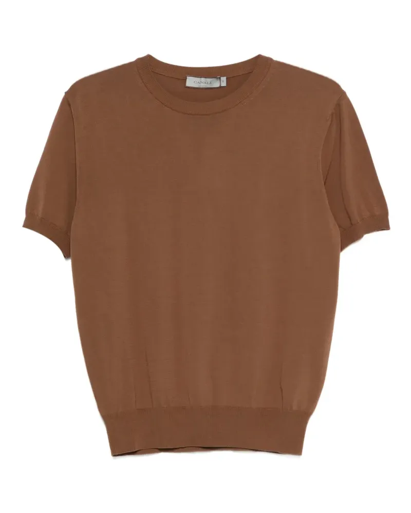 Canali Gestricktes T-Shirt - Braun Braun