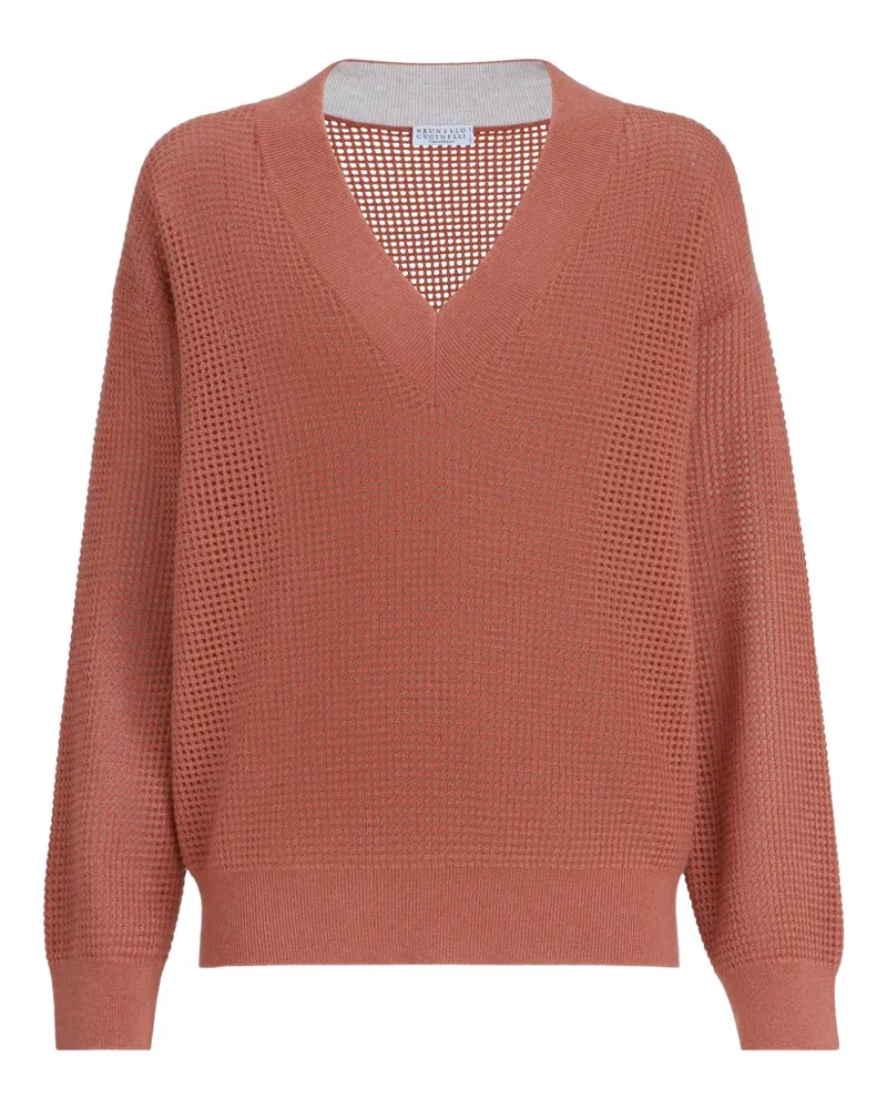 Brunello Cucinelli Pullover mit V-Ausschnitt - Orange Orange