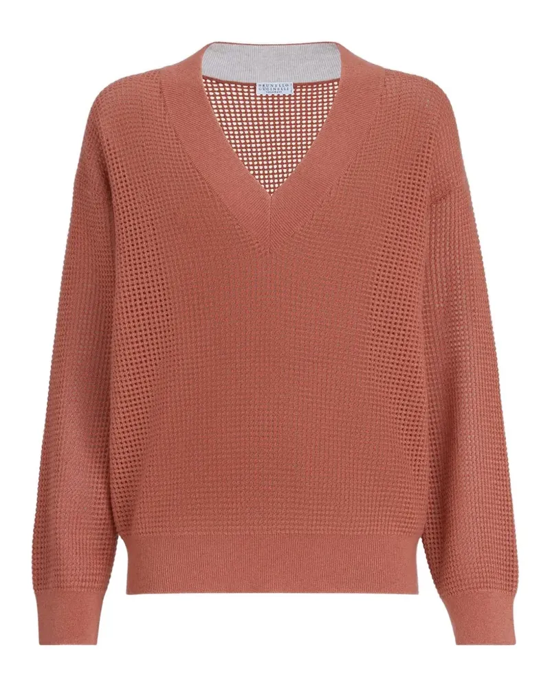 Brunello Cucinelli Pullover mit V-Ausschnitt - Orange Orange