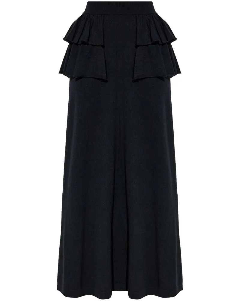 Lisa Yang Kaschmir-Maxirock im Layering-Look - Schwarz Schwarz