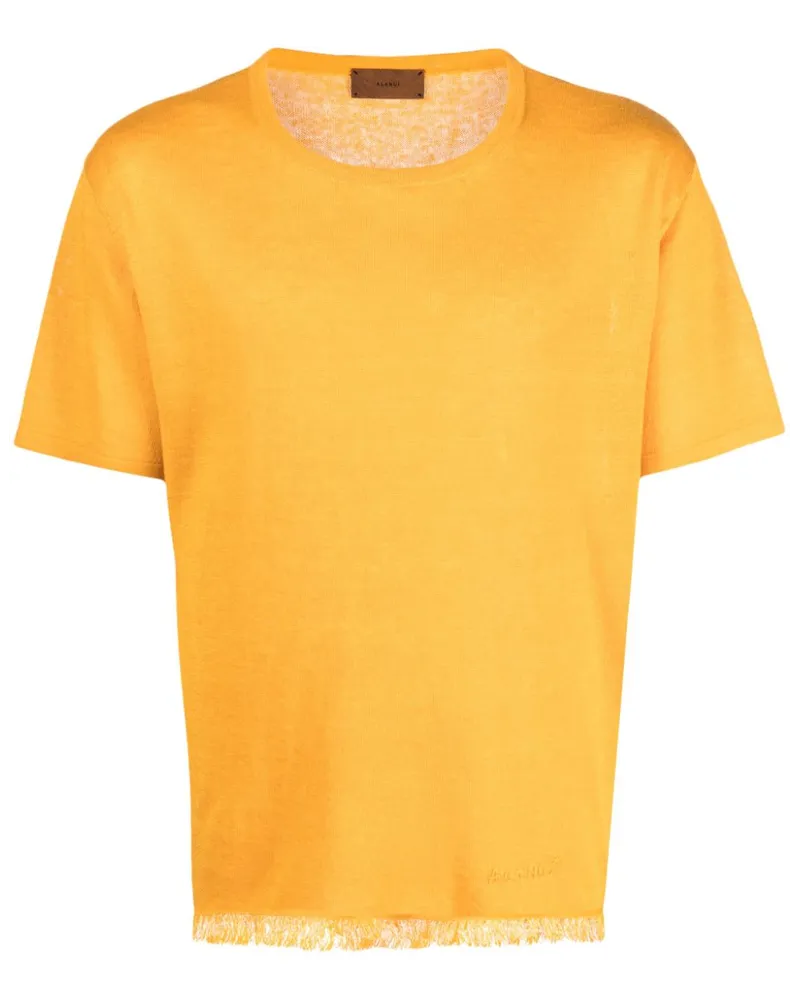 Alanui T-Shirt aus Leinen mit Logo-Stickerei - Gelb Gelb