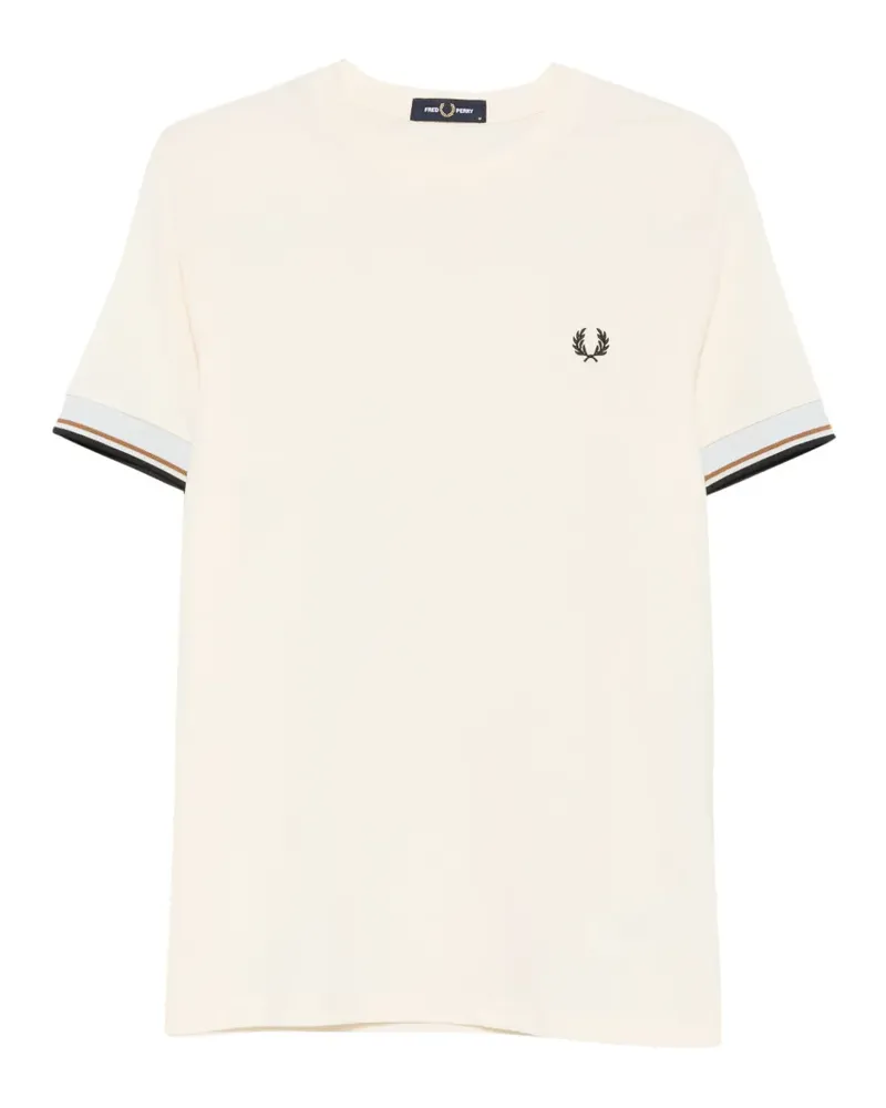 Fred Perry Gestreiftes T-Shirt mit Logo-Stickerei - Gelb Gelb
