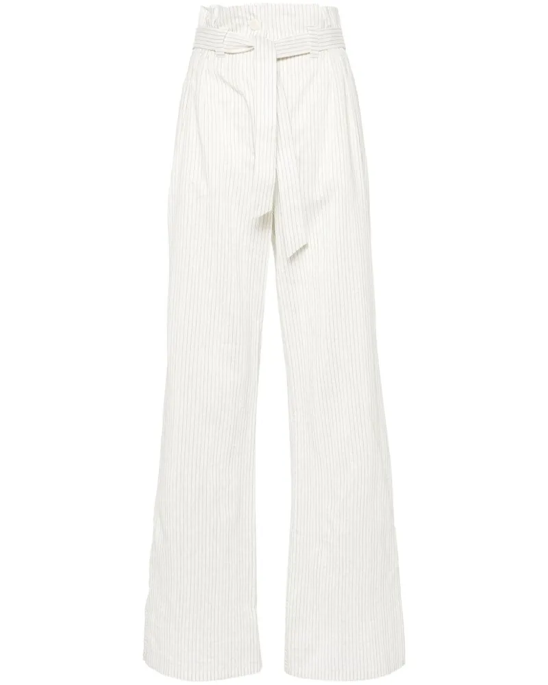 Max Mara Xero Palazzohose mit Nadelstreifen - Weiß Weiß