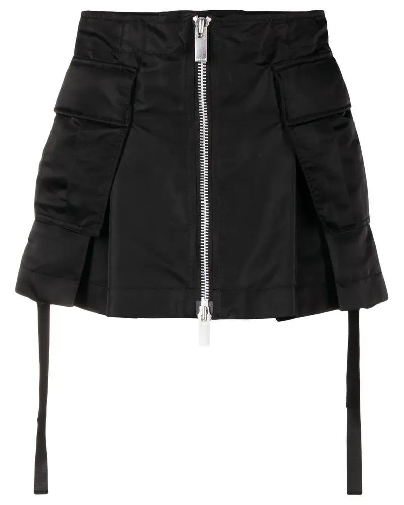 Sacai Halbhoher Minirock mit Falten - Schwarz Schwarz