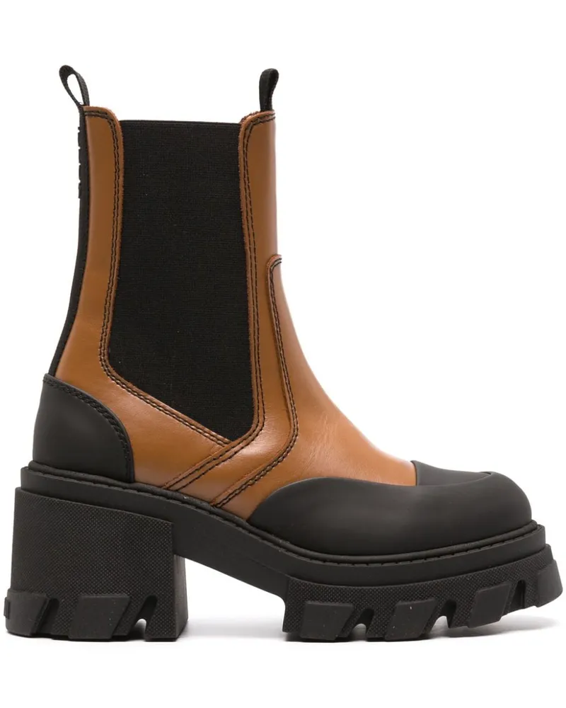 Ganni Chelsea-Boots mit Plateau Braun