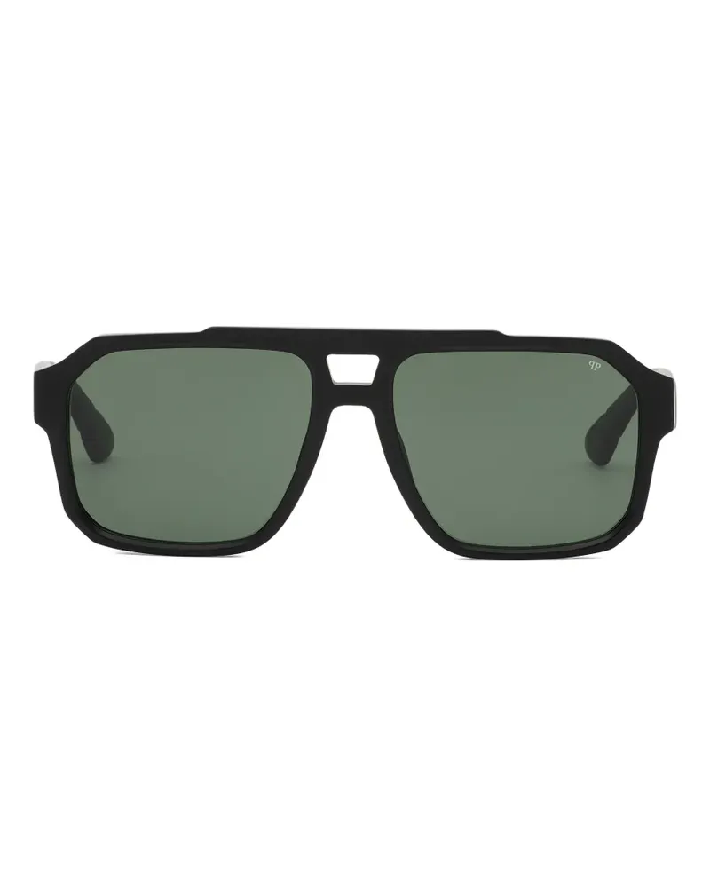Philipp Plein Sonnenbrille mit geometrischem Gestell - Schwarz Schwarz