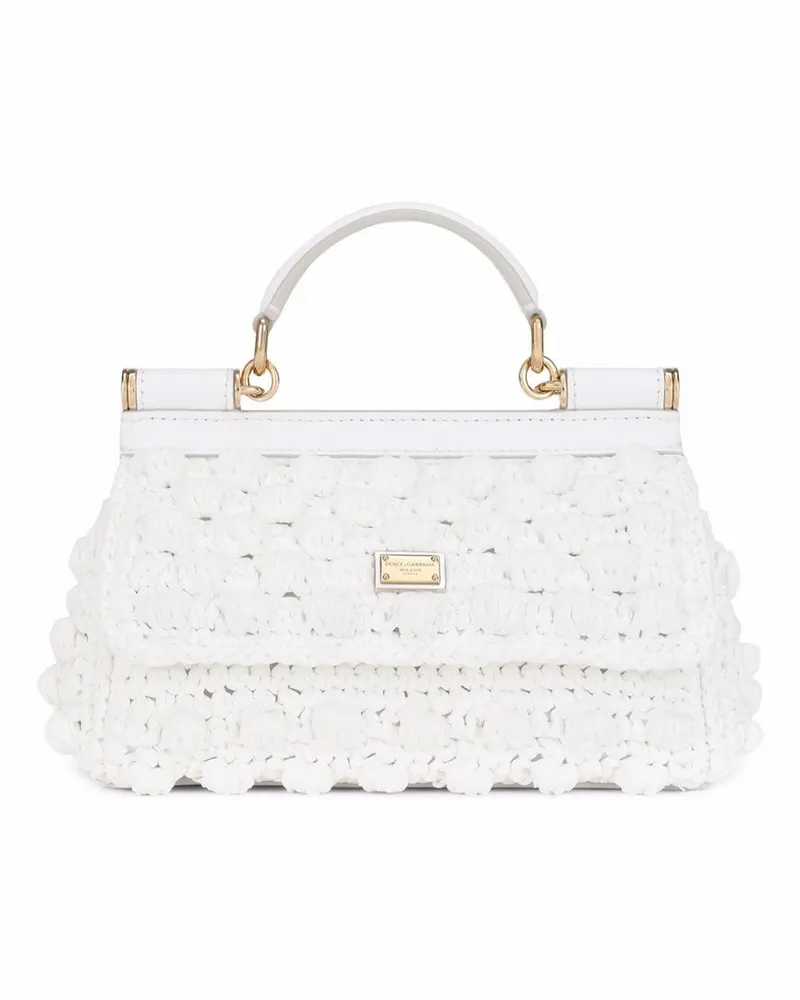 Dolce & Gabbana Kleine Sicily Handtasche aus Bast - Weiß Weiß