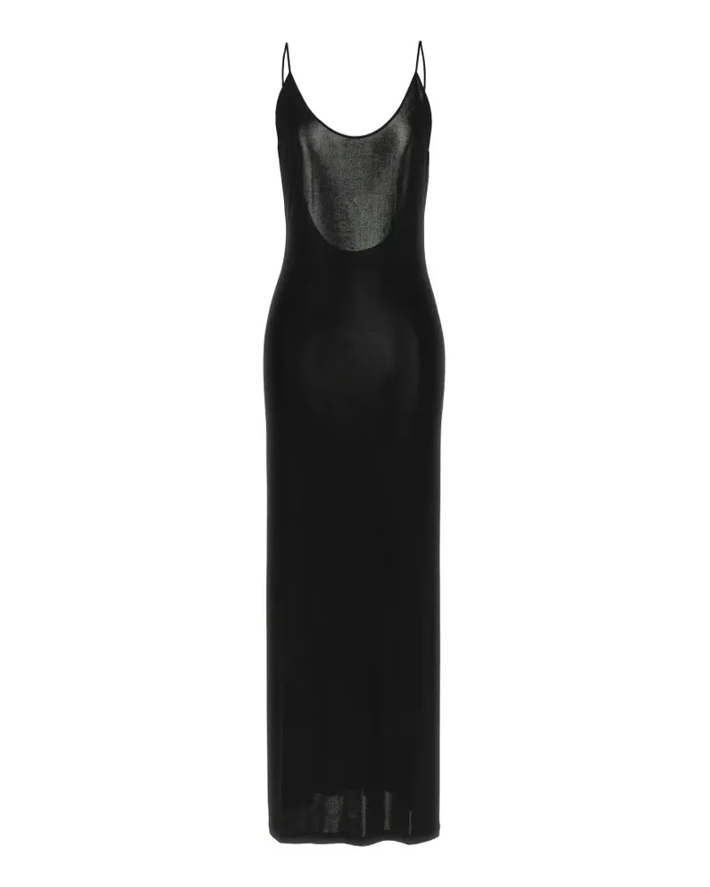 Saint Laurent Rückenfreies Cassandre Strickkleid mit Kette - Schwarz Schwarz