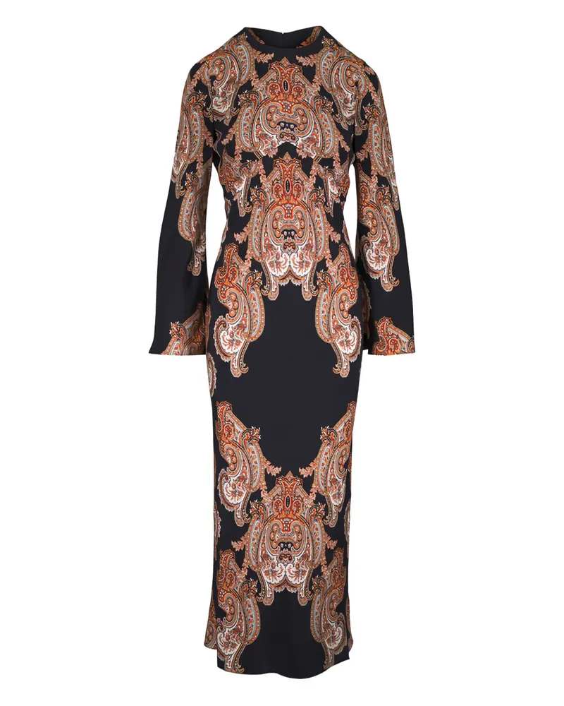Veronica Beard Ausgestelltes Lupita Kleid mit Paisley-Print - Schwarz Schwarz