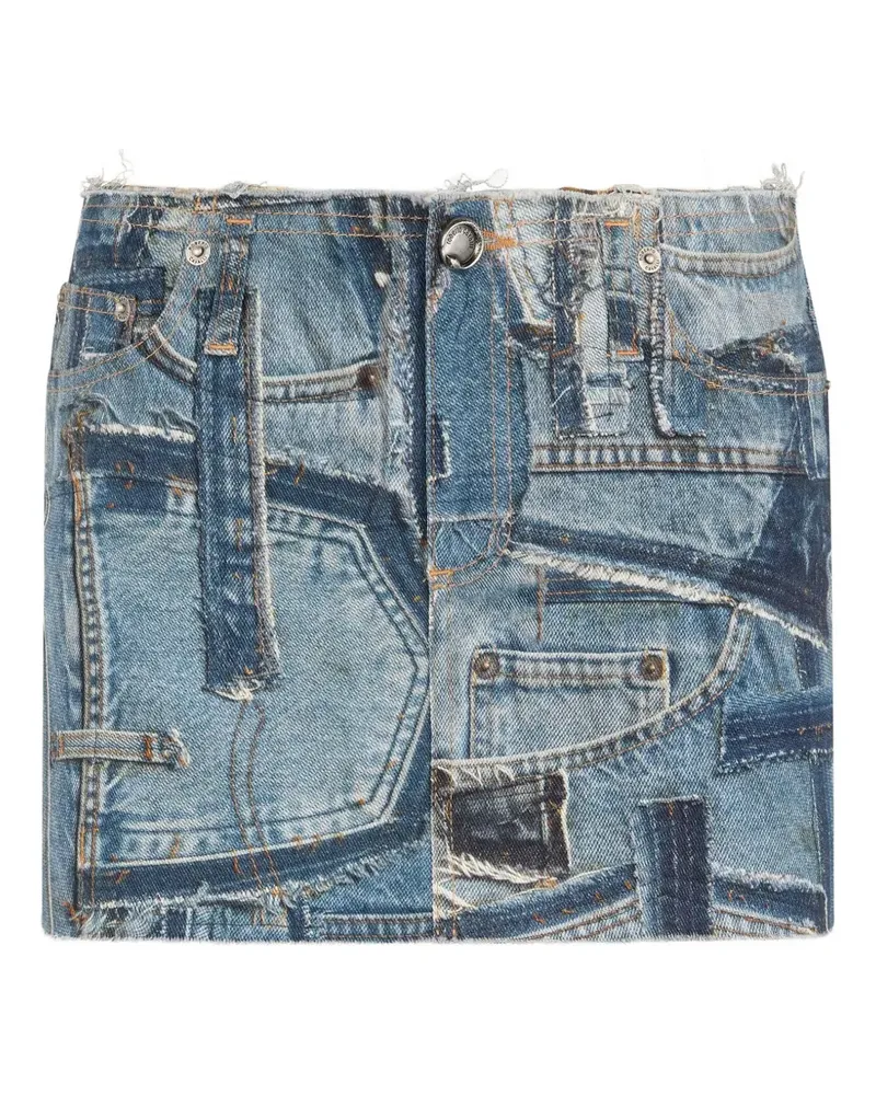 Roberto Cavalli Patchwork Capsule Collection Minirock - Blau Blau