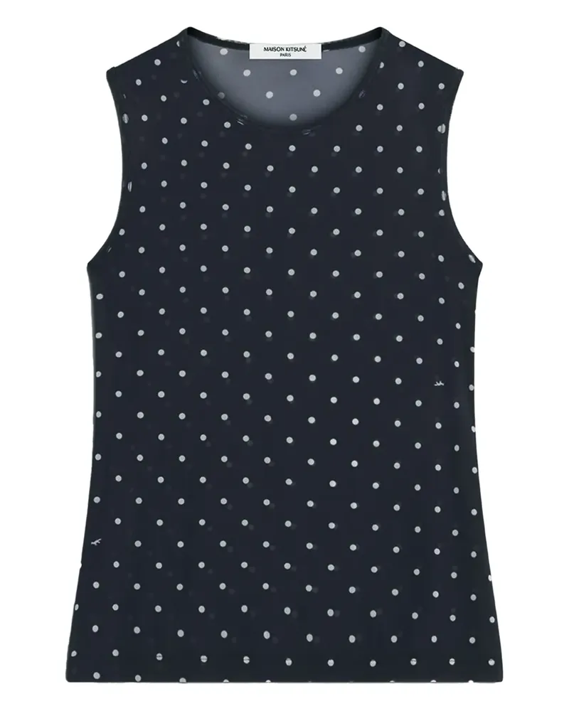 Kitsuné polka-dot top - Schwarz Schwarz