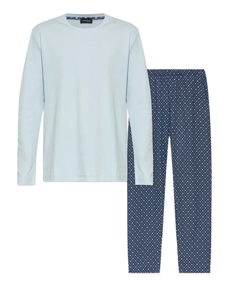 Hanro Pyjamas mit Print (2er-Set) - Blau Blau
