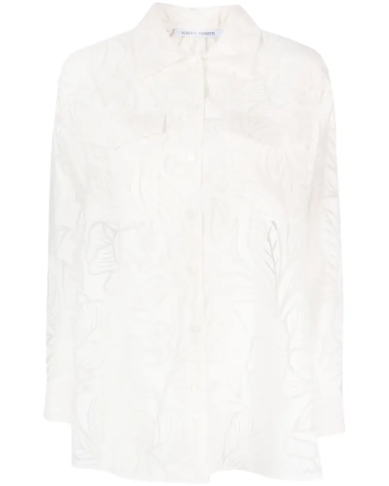 Alberta Ferretti Hemd mit Blumenmotiv - Weiß Weiß