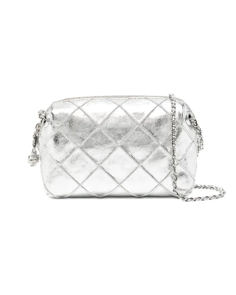 Tory Burch Fleming Umhängetasche im Metallic-Look - Silber Silber