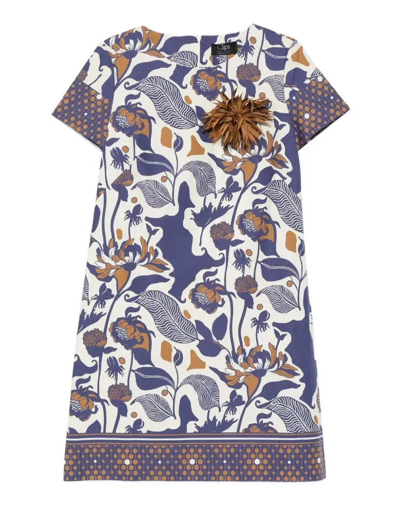 Clips floral-appliqué mini dress - Nude Nude