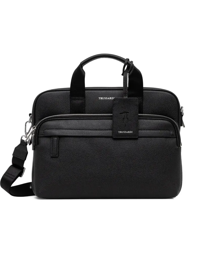 Trussardi logo-print briefcase - Schwarz Schwarz
