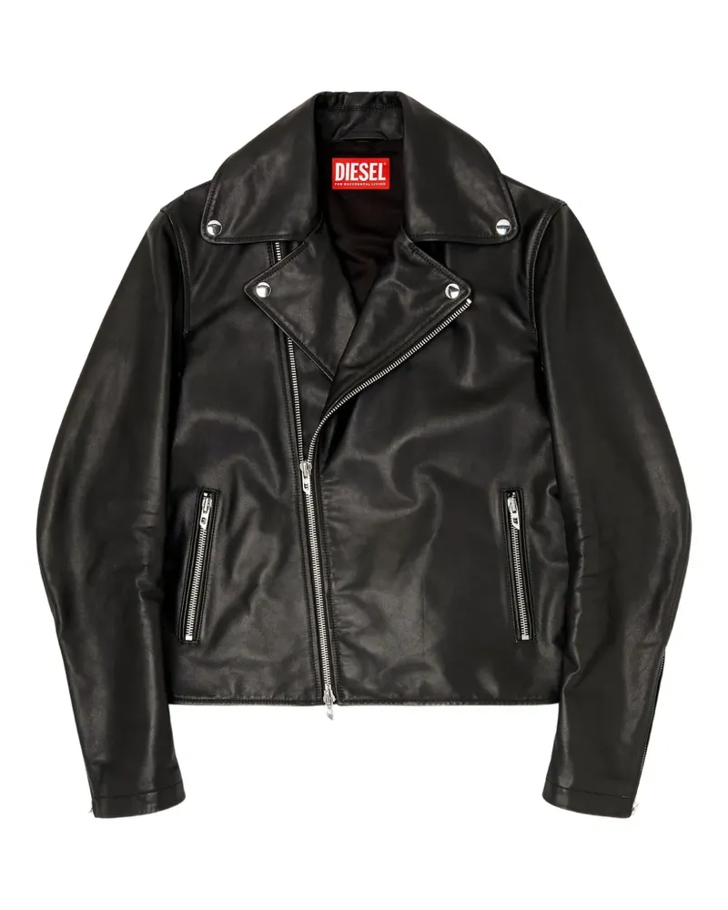 Diesel L-Eo-Ward Lederjacke - Schwarz Schwarz