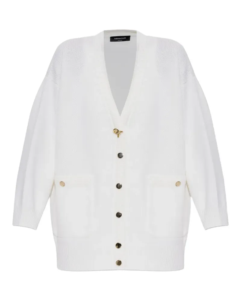 Fabiana Filippi Cardigan mit V-Ausschnitt - Weiß Weiß