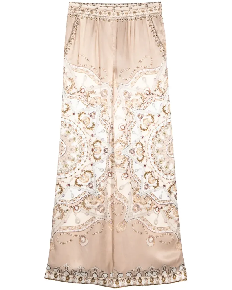 Camilla Gerade Hose mit "Grotto Goddess"-Print - Nude Nude